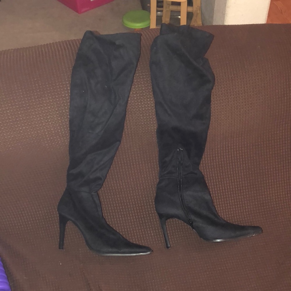 Black high heel boots